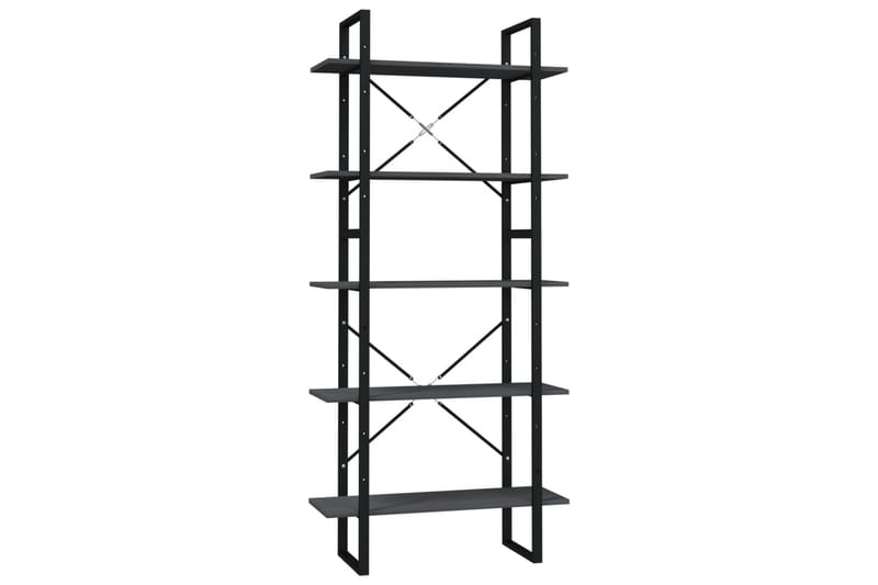 Bokhylle 5 nivåer 80x30x175 cm furu grå - Grå - Oppbevaring - Hyller - Bokhylle
