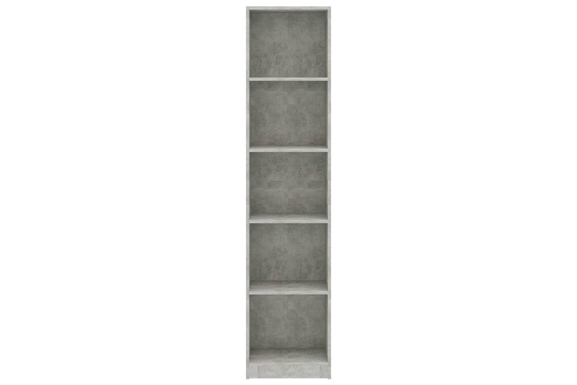 Bokhylle 5 nivåer betonggrå 40x24x175 cm sponplate - Oppbevaring - Hyller - Bokhylle