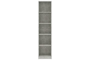 Bokhylle 5 nivåer betonggrå 40x24x175 cm sponplate - Oppbevaring - Hyller - Bokhylle