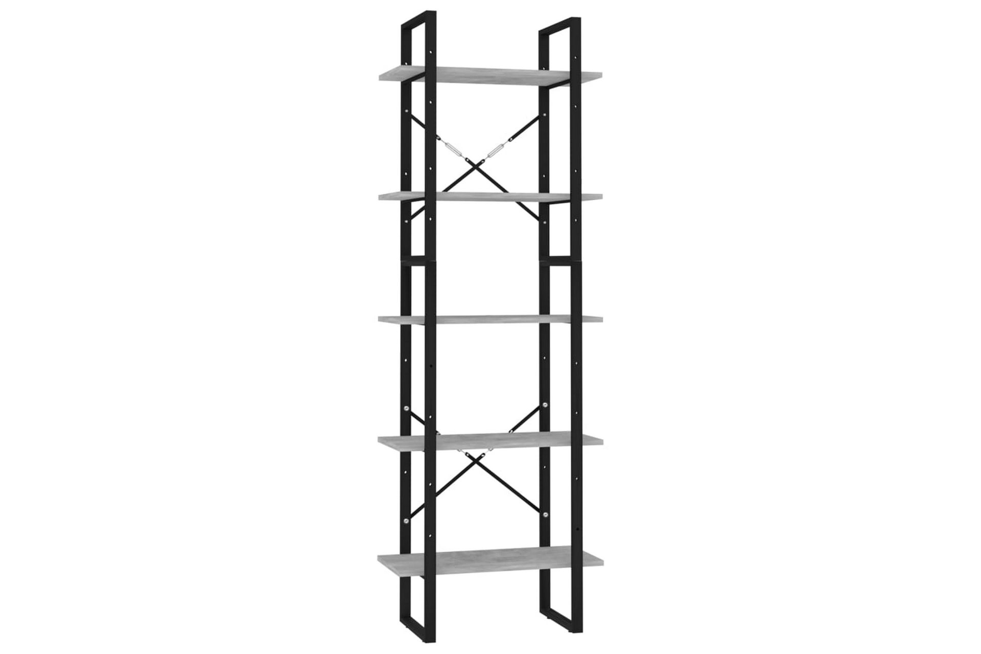 Bokhylle 5 nivåer betonggrå 60x30x175 cm sponplate - Grå - Oppbevaring - Hyller - Bokhylle