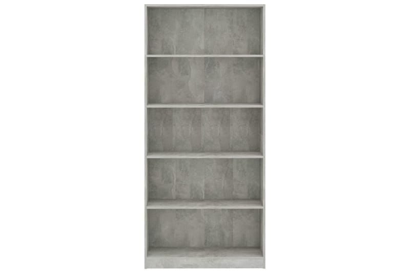 Bokhylle 5 nivåer betonggrå 80x24x175 cm sponplate - Oppbevaring - Hyller - Bokhylle