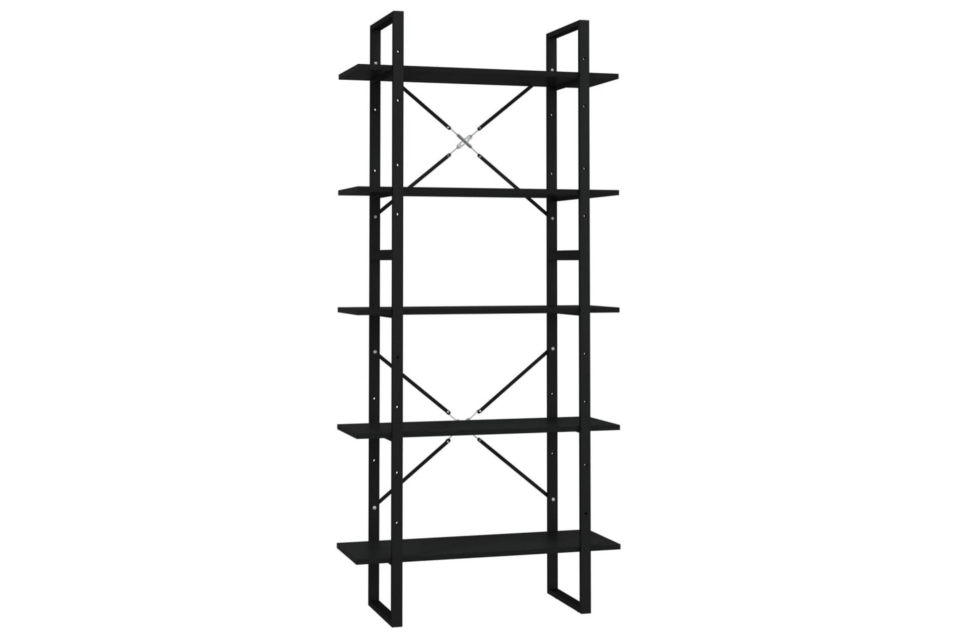 Bokhylle 5 nivåer svart 80x30x175 cm sponplate - Svart - Oppbevaring - Hyller - Bokhylle