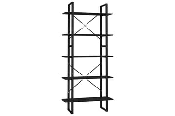 Bokhylle 5 nivåer svart 80x30x175 cm sponplate - Svart - Oppbevaring - Hyller - Bokhylle
