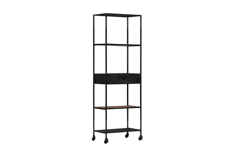 Bokhylle 60x35x180 cm grovt mangotre og jern - Brun - Oppbevaring - Hyller - Bokhylle