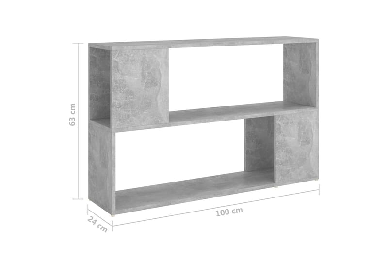 Bokhylle betonggrå 100x24x63 cm sponplate - Grå - Oppbevaring - Hyller - Bokhylle