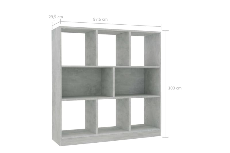 Bokhylle betonggrå 97,5x29,5x100 cm sponplate - Grå - Oppbevaring - Hyller - Bokhylle