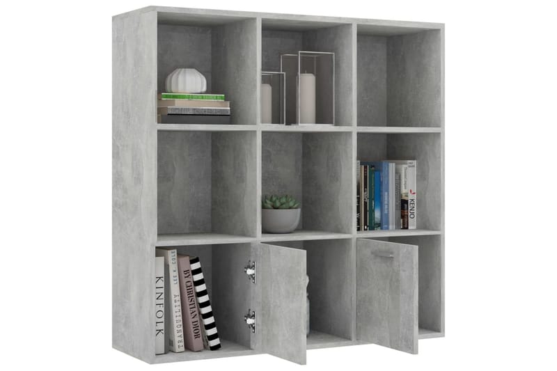 Bokhylle betonggrå 98x30x98 cm sponplate - Grå - Oppbevaring - Hyller - Bokhylle