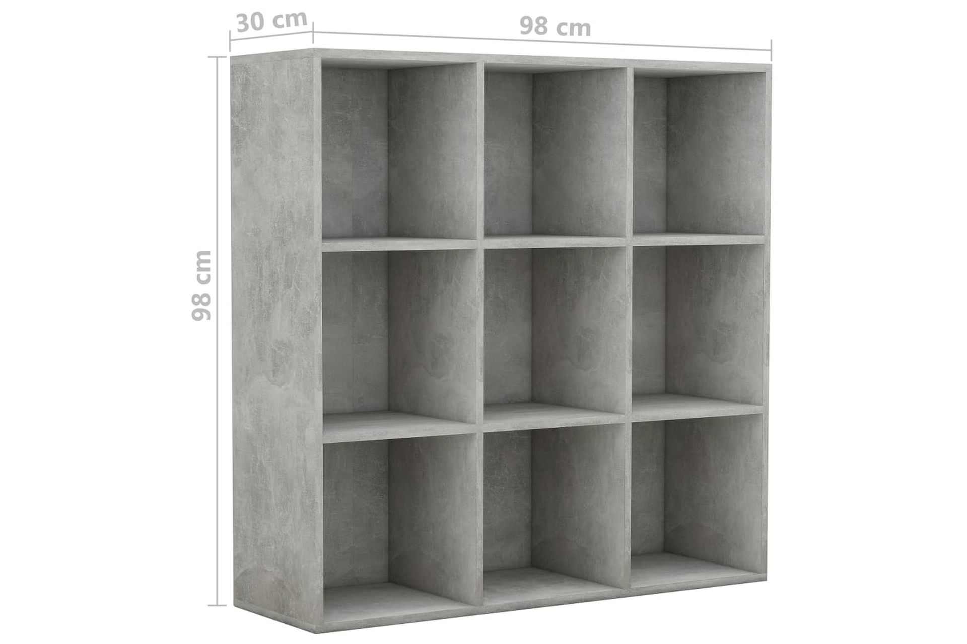 Bokhylle betonggrå 98x30x98 cm sponplate - Grå - Oppbevaring - Hyller - Bokhylle