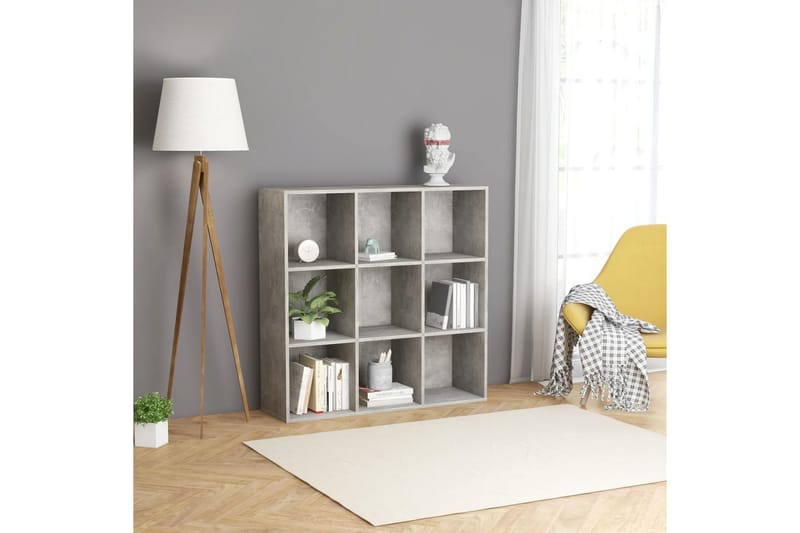 Bokhylle betonggrå 98x30x98 cm sponplate - Grå - Oppbevaring - Hyller - Bokhylle