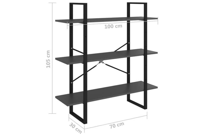 Bokhylle grå 100x30x105 cm sponplate - Grå - Oppbevaring - Hyller - Bokhylle