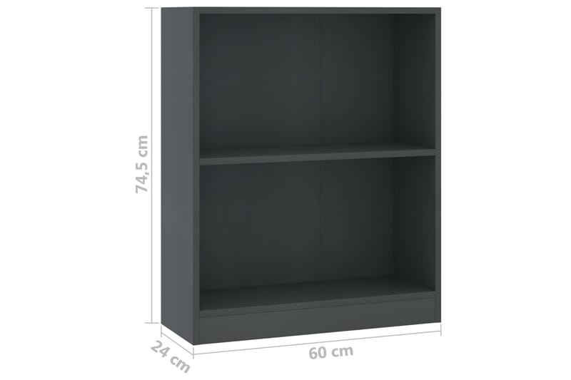 Bokhylle grå 60x24x74,5 cm sponplate - Oppbevaring - Hyller - Bokhylle