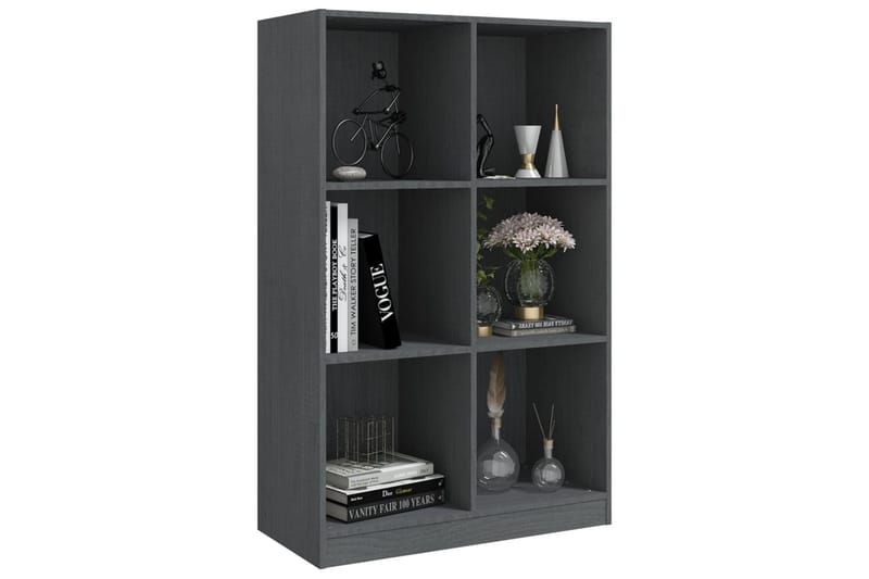 Bokhylle grå 70x33x110 cm heltre furu - Grå - Oppbevaring - Hyller - Bokhylle