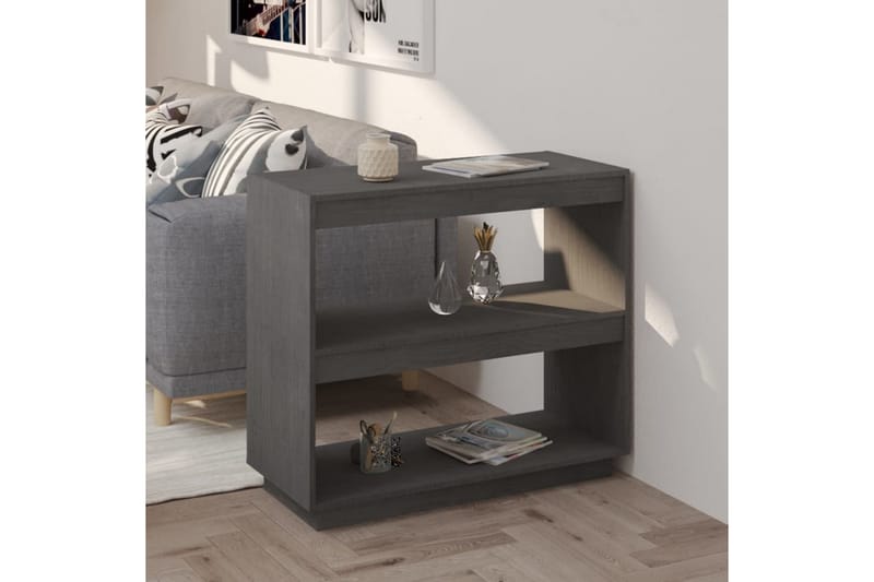 Bokhylle grå 80x35x71 cm heltre furu - Grå - Oppbevaring - Hyller - Bokhylle