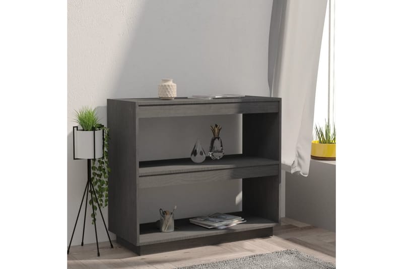Bokhylle grå 80x35x71 cm heltre furu - Grå - Oppbevaring - Hyller - Bokhylle