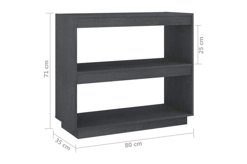 Bokhylle grå 80x35x71 cm heltre furu - Grå - Bokhylle