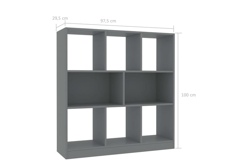 Bokhylle grå 97,5x29,5x100 cm sponplate - Grå - Oppbevaring - Hyller - Bokhylle