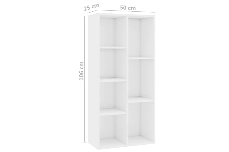 Bokhylle høyglans hvit 50x25x106 cm sponplate - Hvit - Oppbevaring - Hyller - Bokhylle