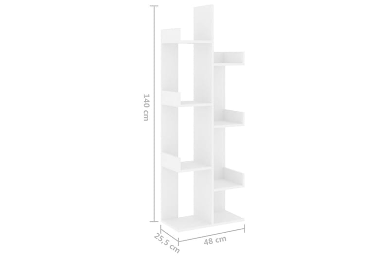 Bokhylle hvit 48x25,5x140 cm sponplate - Hvit - Oppbevaring - Hyller - Bokhylle