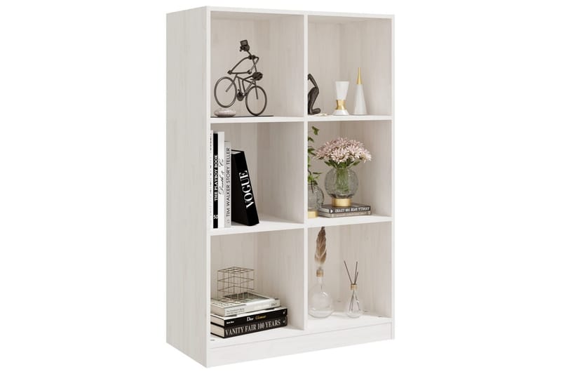 Bokhylle hvit 70x33x110 cm heltre furu - Hvit - Oppbevaring - Hyller - Bokhylle