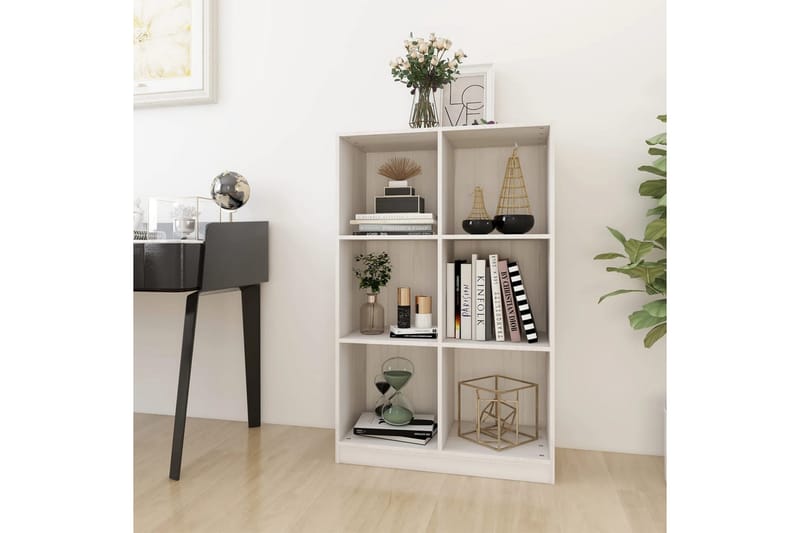 Bokhylle hvit 70x33x110 cm heltre furu - Hvit - Oppbevaring - Hyller - Bokhylle