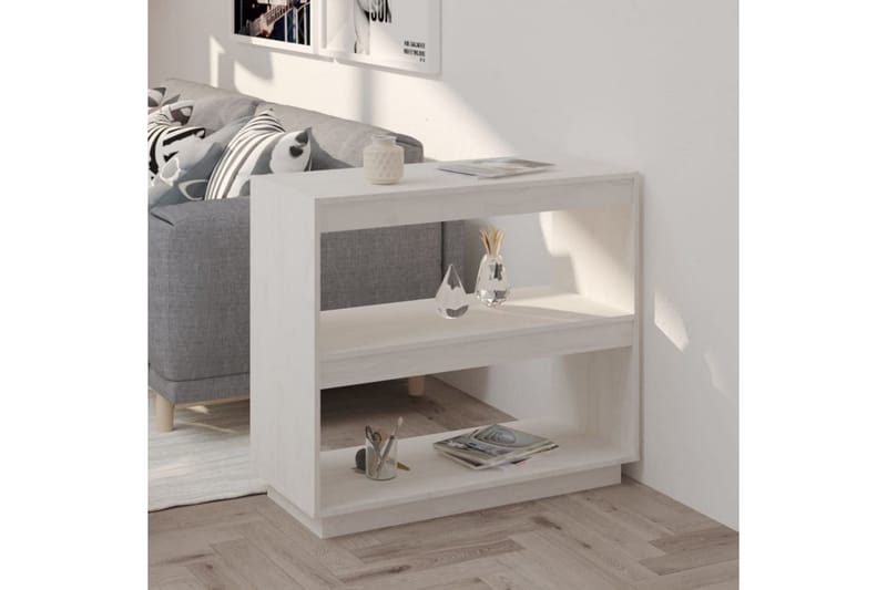 Bokhylle hvit 80x35x71 cm heltre furu - Hvit - Oppbevaring - Hyller - Bokhylle