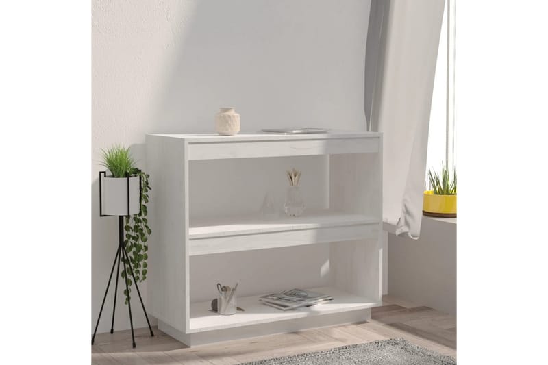 Bokhylle hvit 80x35x71 cm heltre furu - Hvit - Oppbevaring - Hyller - Bokhylle