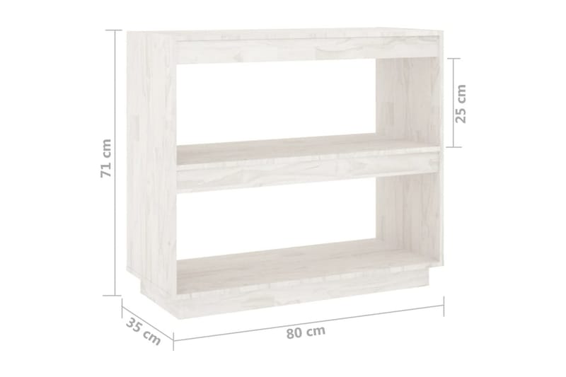 Bokhylle hvit 80x35x71 cm heltre furu - Hvit - Bokhylle