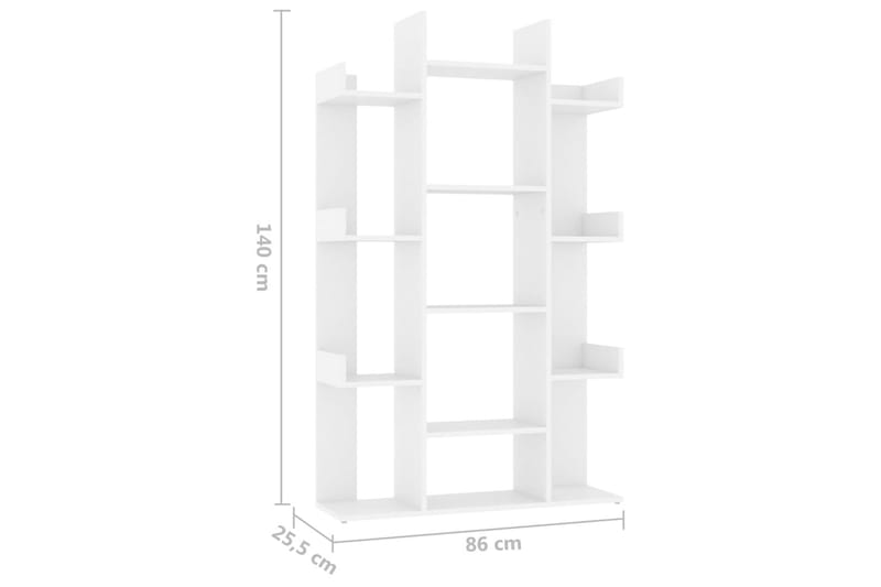 Bokhylle hvit 86x25,5x140 cm sponplate - Hvit - Oppbevaring - Hyller - Bokhylle
