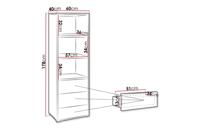 Bokhylle - Hvit - Oppbevaring - Hyller - Bokhylle