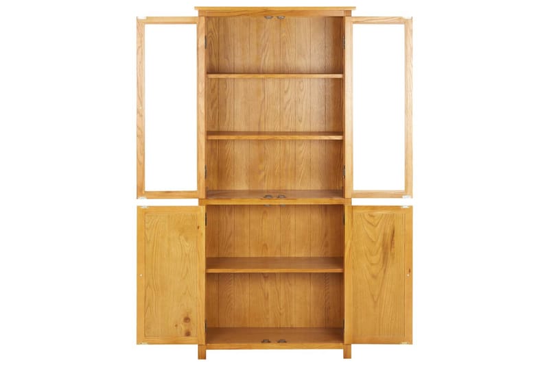 Bokhylle med 4 dører 90x35x200 cm heltre eik & glass - Oppbevaring - Hyller - Bokhylle