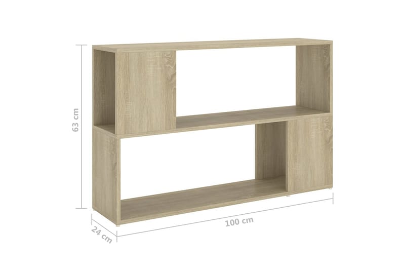 Bokhylle sonoma eik 100x24x63 cm sponplate - Brun - Oppbevaring - Hyller - Bokhylle