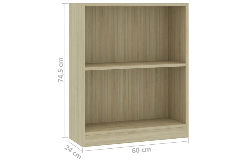 Bokhylle sonoma eik 60x24x74,5 cm sponplate - Oppbevaring - Hyller - Bokhylle