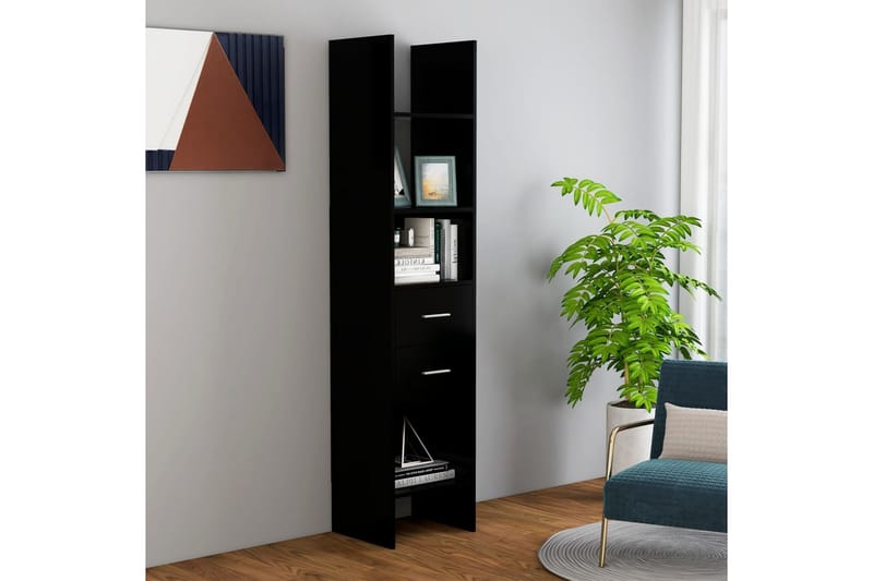 Bokhylle svart 40x35x180 cm sponplate - Svart - Oppbevaring - Hyller - Bokhylle