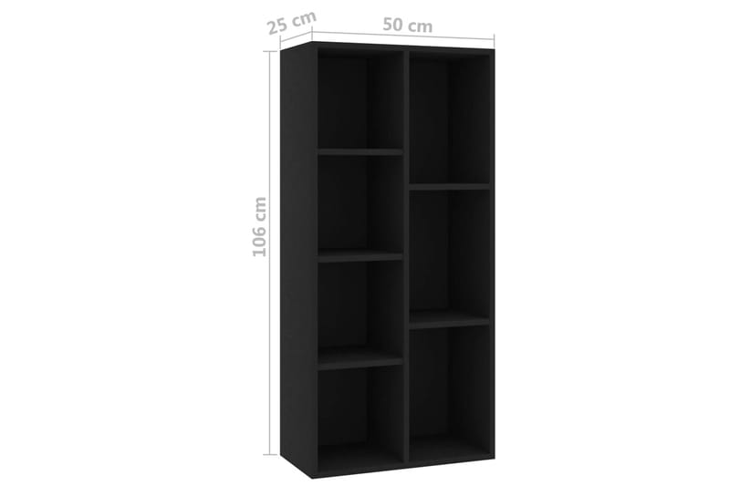 Bokhylle svart 50x25x106 cm sponplate - Svart - Oppbevaring - Hyller - Bokhylle
