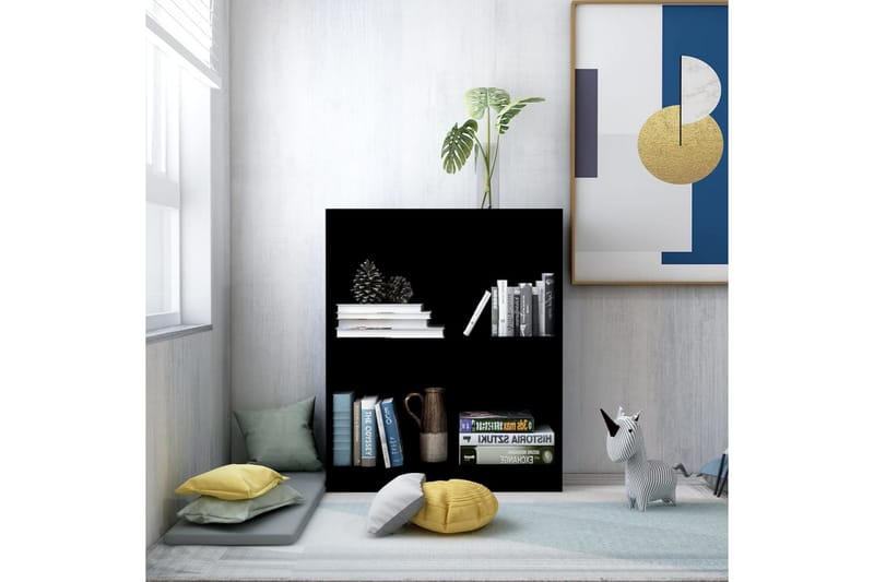 Bokhylle svart 60x24x74,5 cm sponplate - Oppbevaring - Hyller - Bokhylle