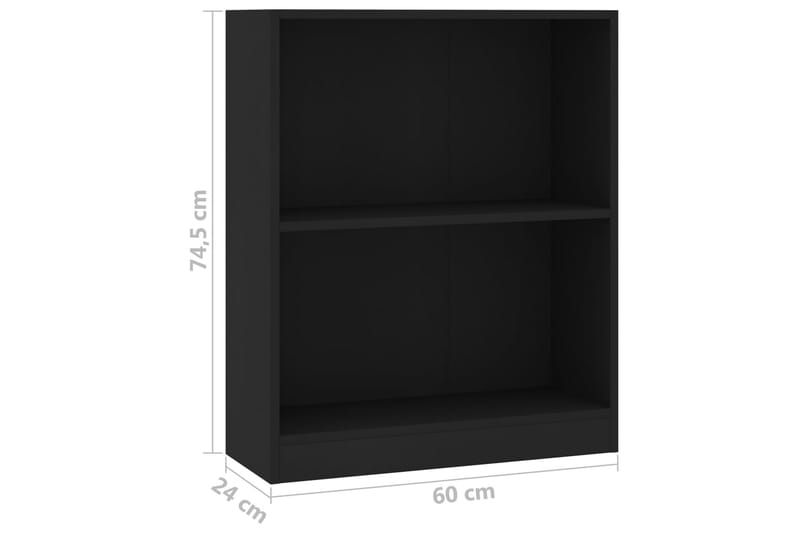 Bokhylle svart 60x24x74,5 cm sponplate - Oppbevaring - Hyller - Bokhylle
