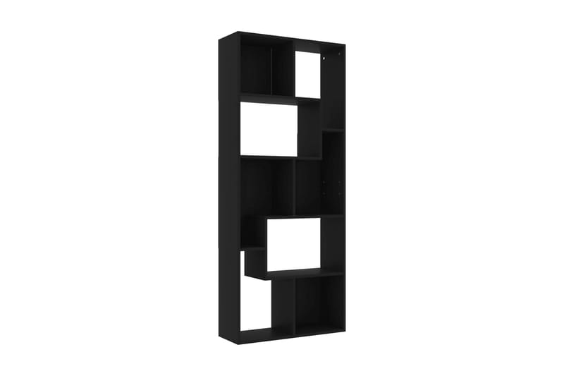 Bokhylle svart 67x24x161 cm sponplate - Svart - Oppbevaring - Hyller - Bokhylle