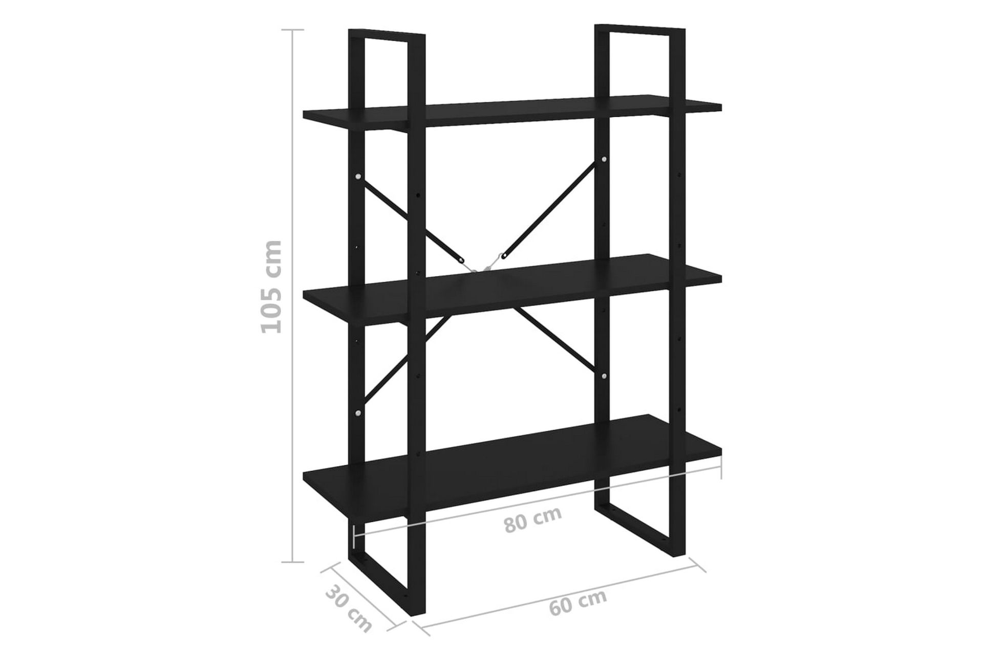 Bokhylle svart 80x30x105 cm sponplate - Svart - Oppbevaring - Hyller - Bokhylle