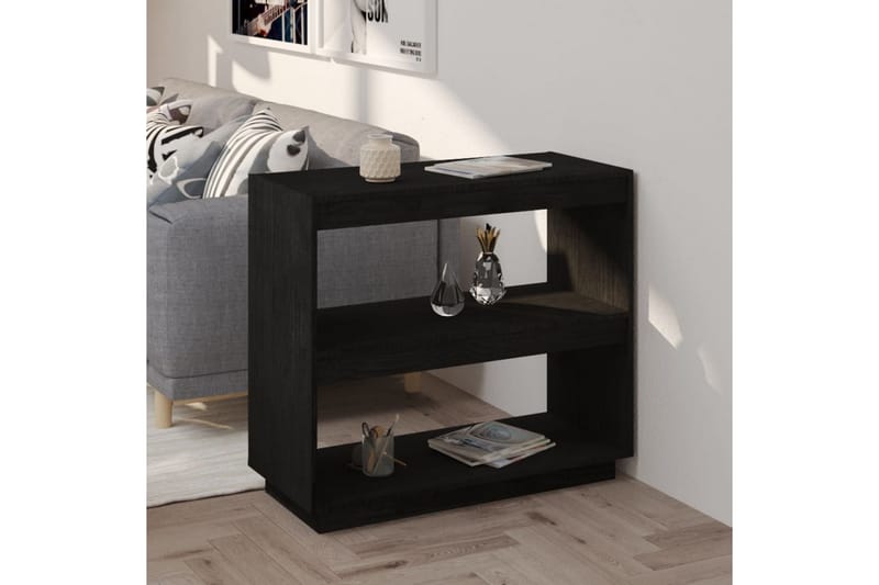 Bokhylle svart 80x35x71 cm heltre furu - Svart - Oppbevaring - Hyller - Bokhylle
