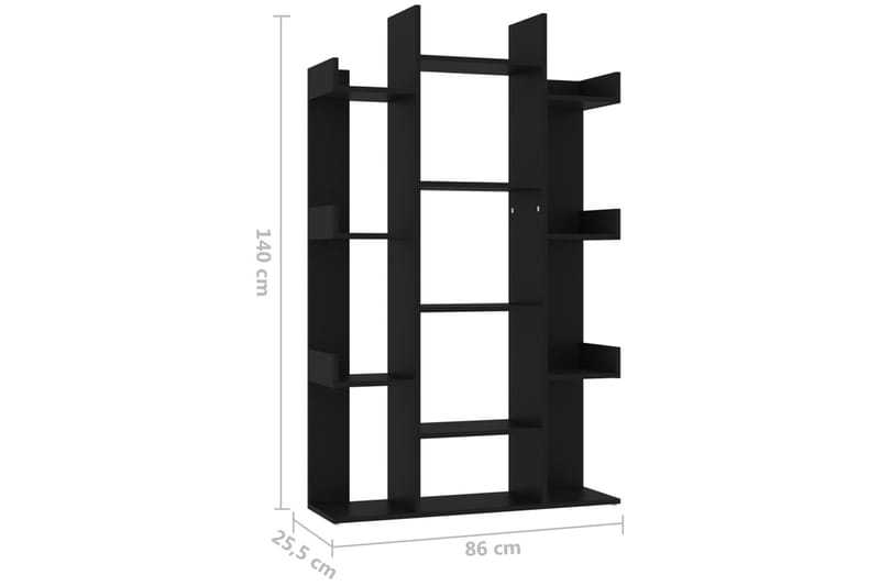 Bokhylle svart 86x25,5x140 cm sponplate - Svart - Oppbevaring - Hyller - Bokhylle
