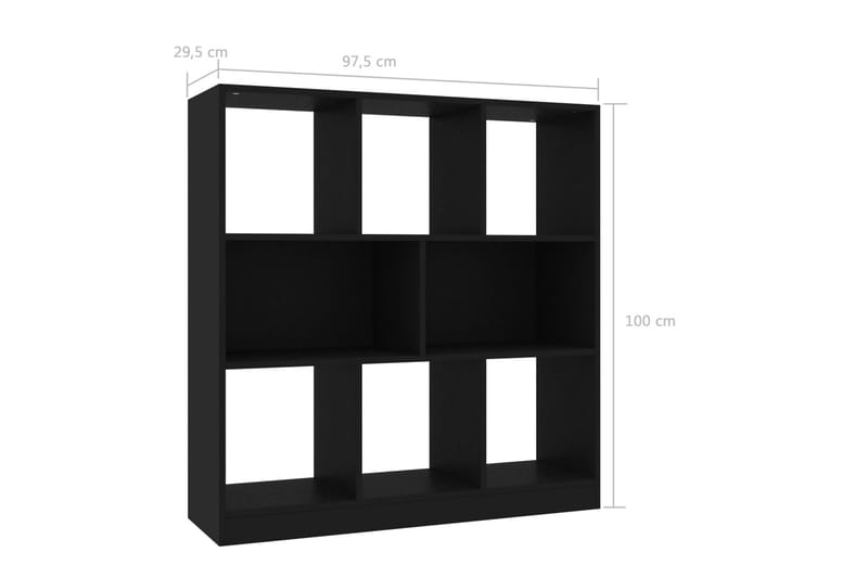 Bokhylle svart 97,5x29,5x100 cm sponplate - Svart - Bokhylle