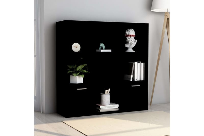 Bokhylle svart 98x30x98 cm sponplate - Svart - Oppbevaring - Hyller - Bokhylle