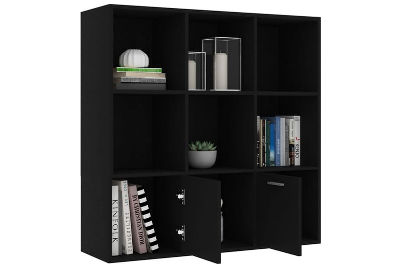 Bokhylle svart 98x30x98 cm sponplate - Svart - Oppbevaring - Hyller - Bokhylle