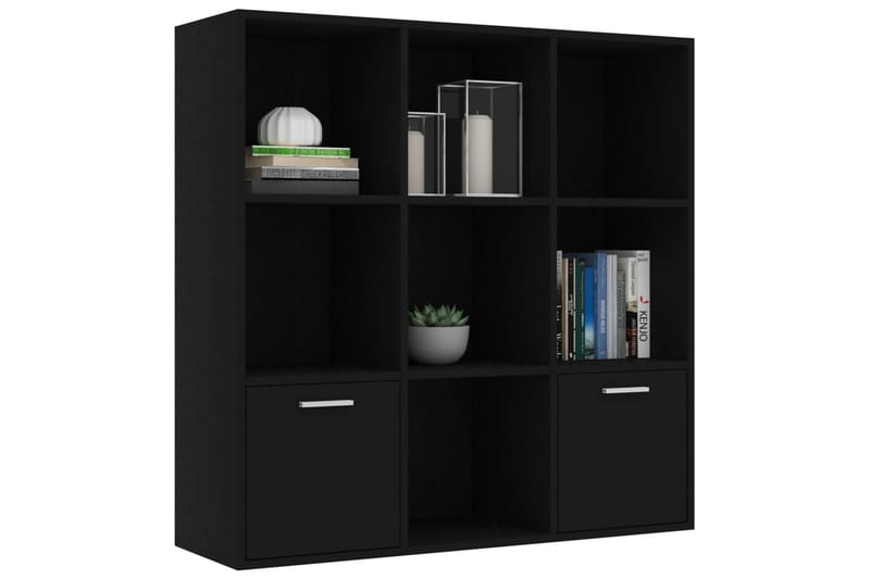 Bokhylle svart 98x30x98 cm sponplate - Svart - Oppbevaring - Hyller - Bokhylle