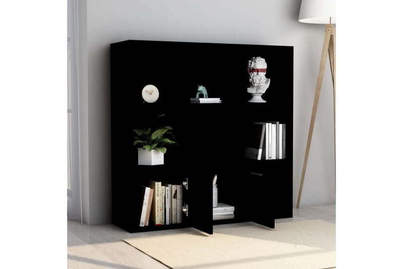 Bokhylle svart 98x30x98 cm sponplate - Svart - Oppbevaring - Hyller - Bokhylle