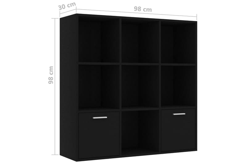 Bokhylle svart 98x30x98 cm sponplate - Svart - Oppbevaring - Hyller - Bokhylle