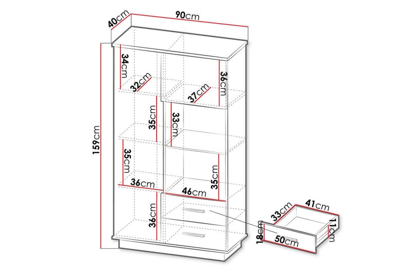 Bokhylle - Svart|Eik - Oppbevaring - Hyller - Bokhylle