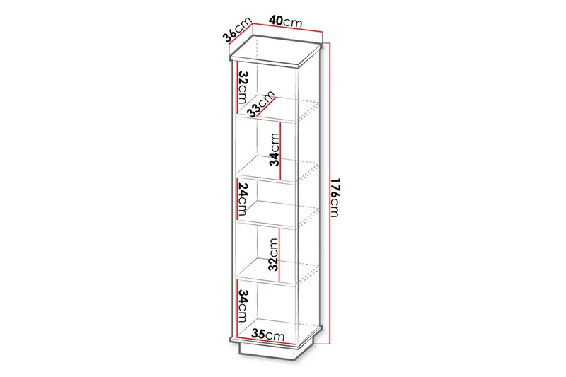 Bokhylle - Svart|Eik - Oppbevaring - Hyller - Bokhylle