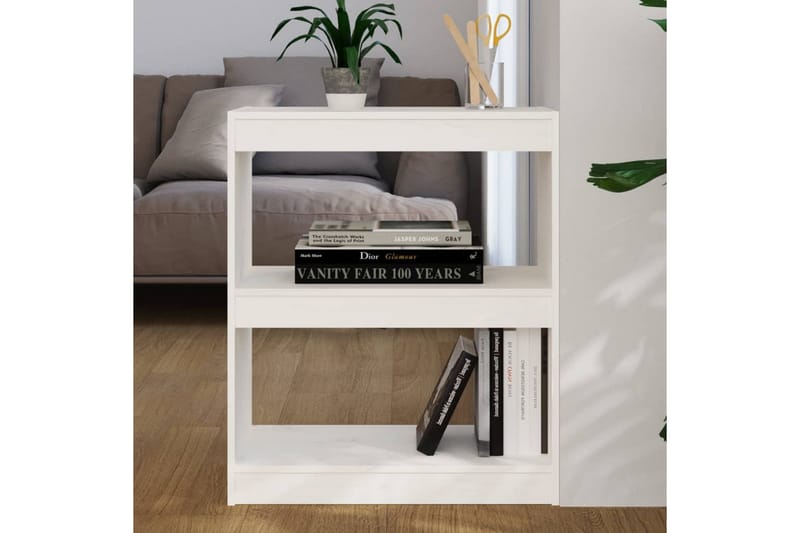 Bokhylle/romdeler 60x30x71,5 cm heltre furu - Hvit - Oppbevaring - Hyller - Bokhylle