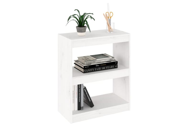 Bokhylle/romdeler 60x30x71,5 cm heltre furu - Hvit - Oppbevaring - Hyller - Bokhylle